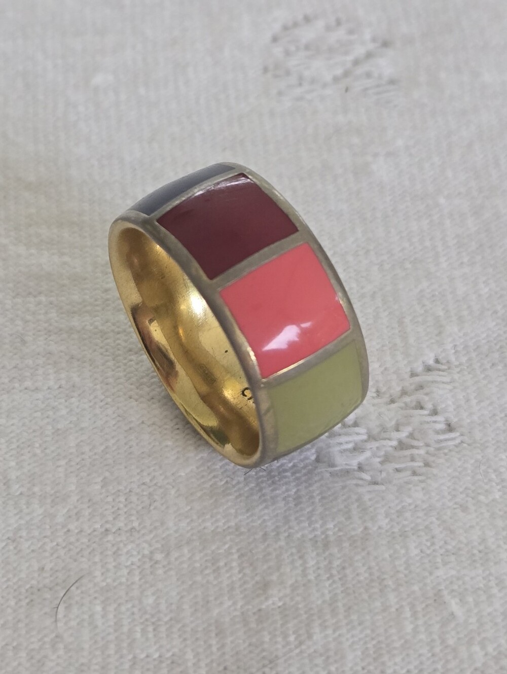 Coach Colorblock Enamel Dome Ring in Olive, Pink, Navy, Burgundy ~Size 8.5